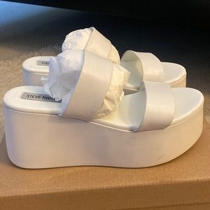 Steve Madden White Platform Wedges